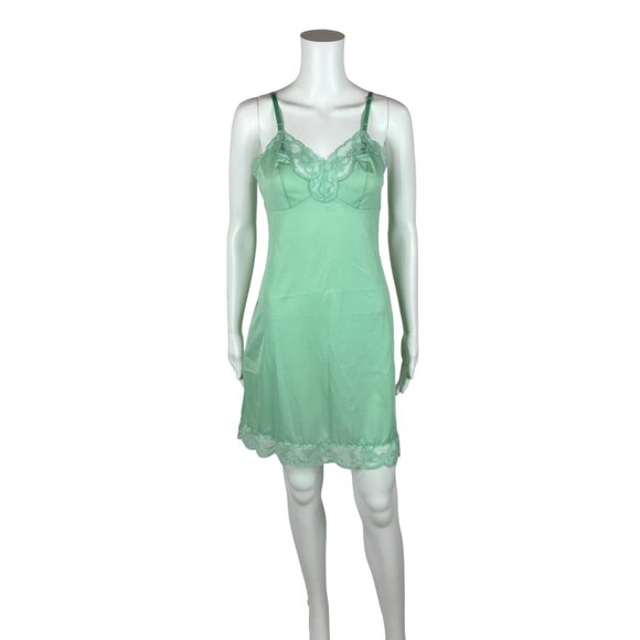 Vintage Chemise Dress Women's Extra Extra Small Mint Green Lingerie Vanity Fair - Picture 1 of 10